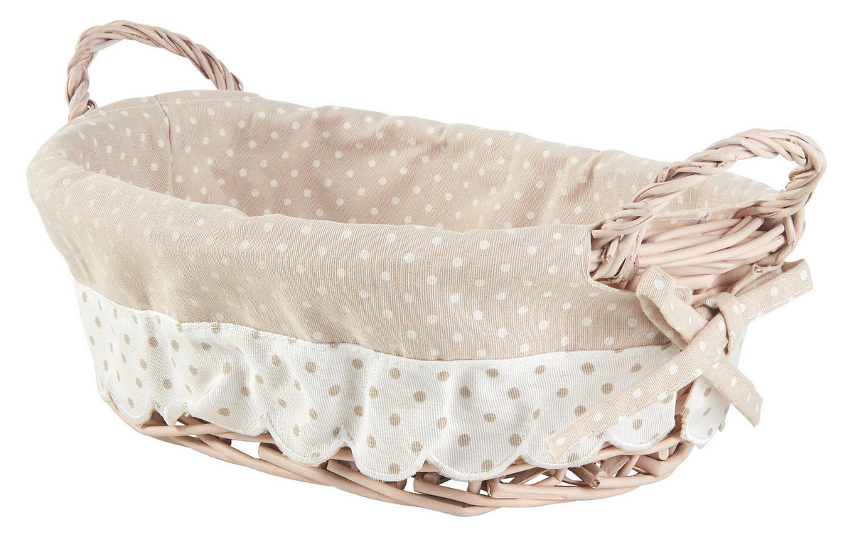 KOŠÍK DO REGÁLU, biela, béžová - biela/béžová, Basics, drevo/textil (30/23/9/14cm) - Landscape