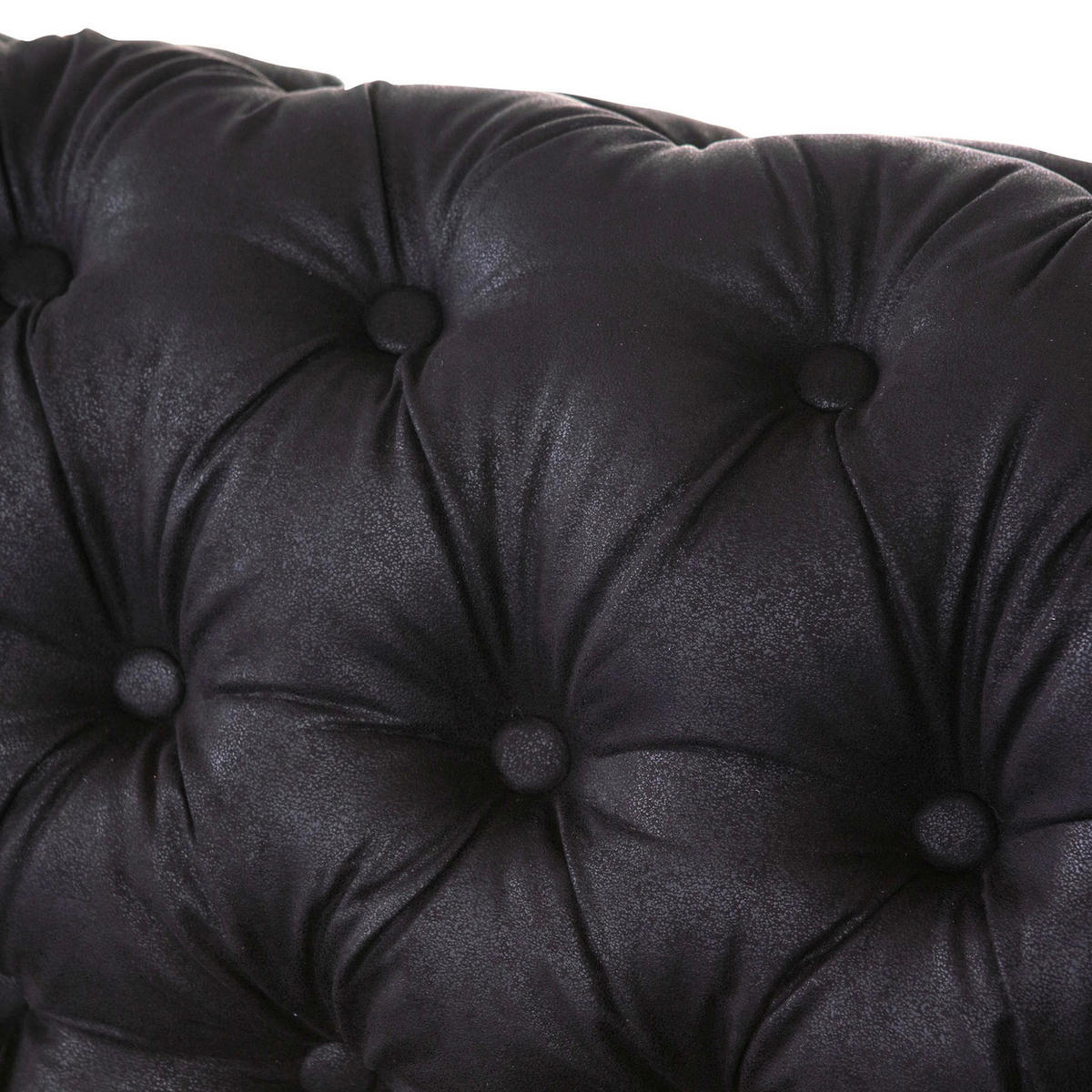 CHESTERFIELDSOFFA i mikrofiber mörkgrå  - mörkgrå/mörkbrun, Klassisk, textil (203/79/93cm) - Livetastic