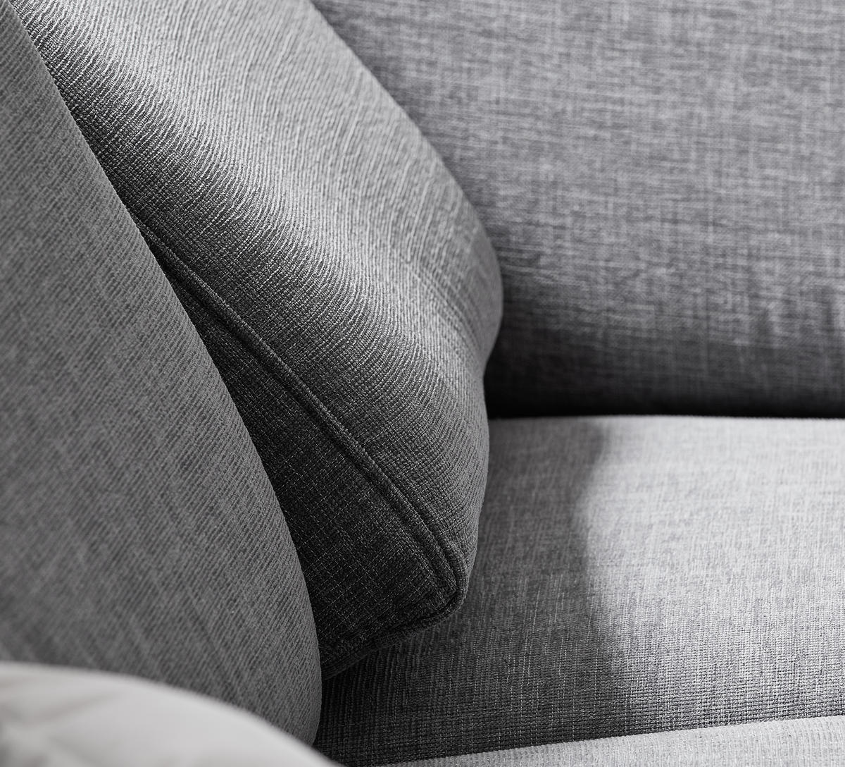 ECKSOFA Grau Chenille  - Chromfarben/Grau, Design, Textil/Metall (278/278cm) - Valdera