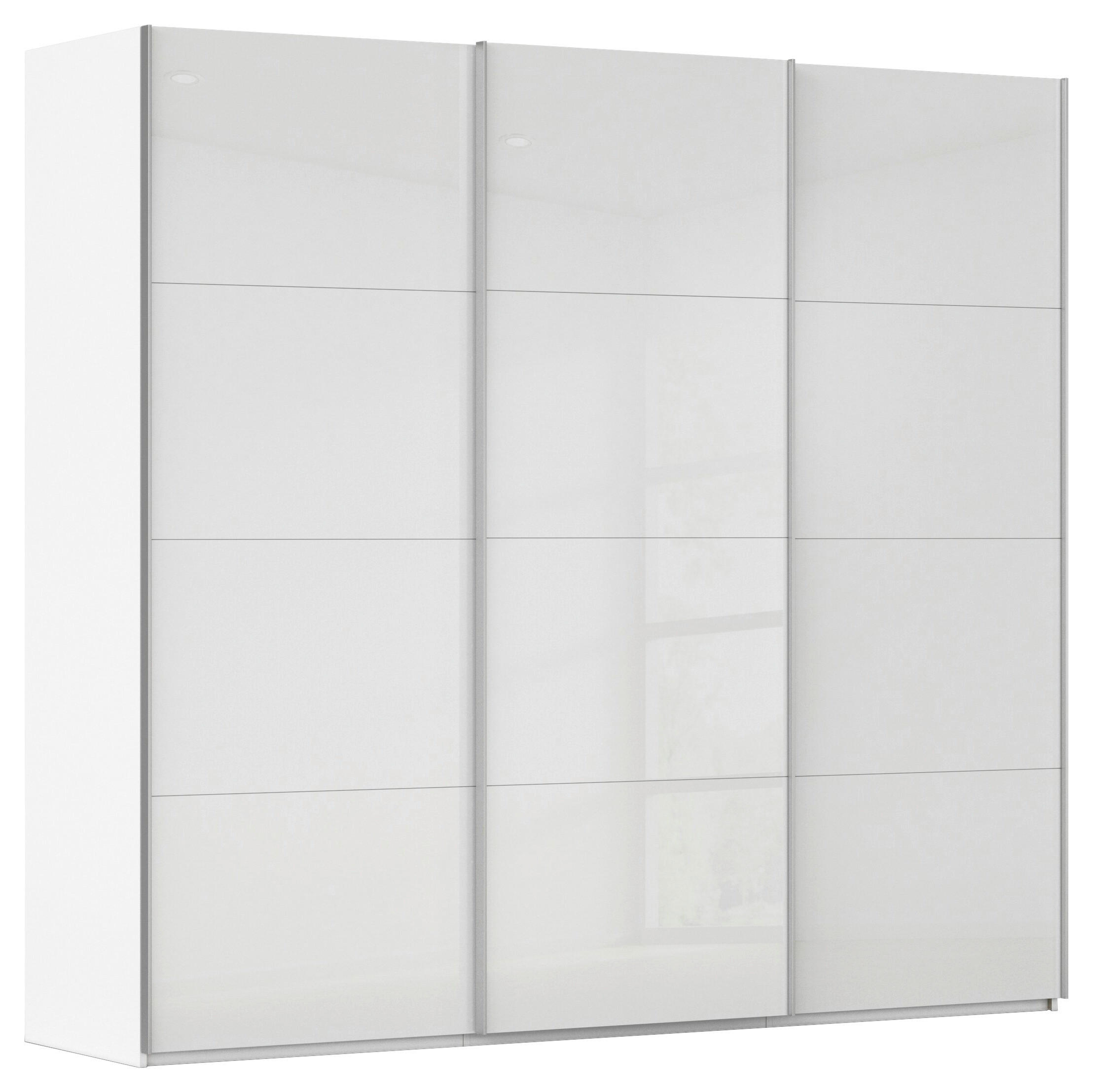 SCHWEBETÜRENSCHRANK 242/223/68 cm 3-türig Weiß, Weiß Hochglanz  - Weiß Hochglanz/Alufarben, Basics, Holzwerkstoff/Metall (242/223/68cm) - Novel