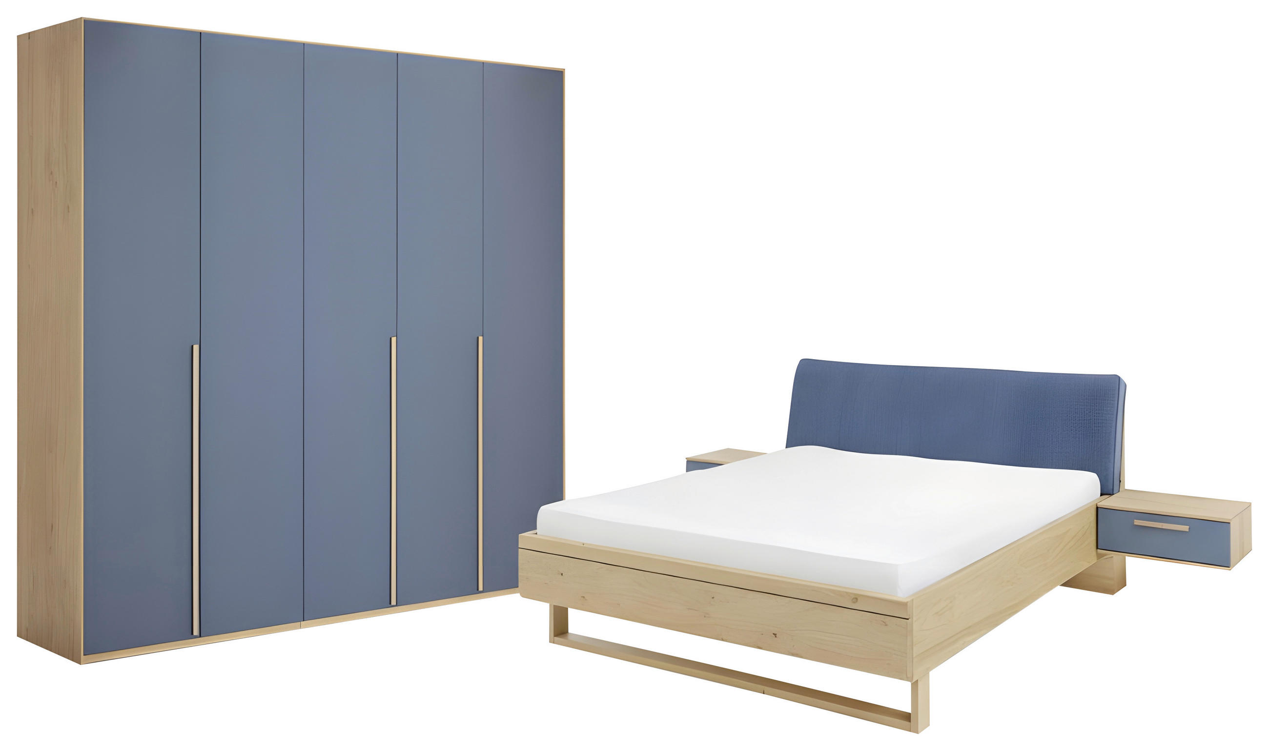 SCHLAFZIMMER Blau, Eichefarben  - Blau/Eichefarben, Design, Holzwerkstoff/Textil (180/200cm) - Musterring
