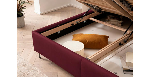 POLSTERBETT Matratze, Lattenrost, Topper Bordeaux 180/200 cm - Bordeaux/Schwarz, KONVENTIONELL, Leder/Holz (180/200cm) - Novel