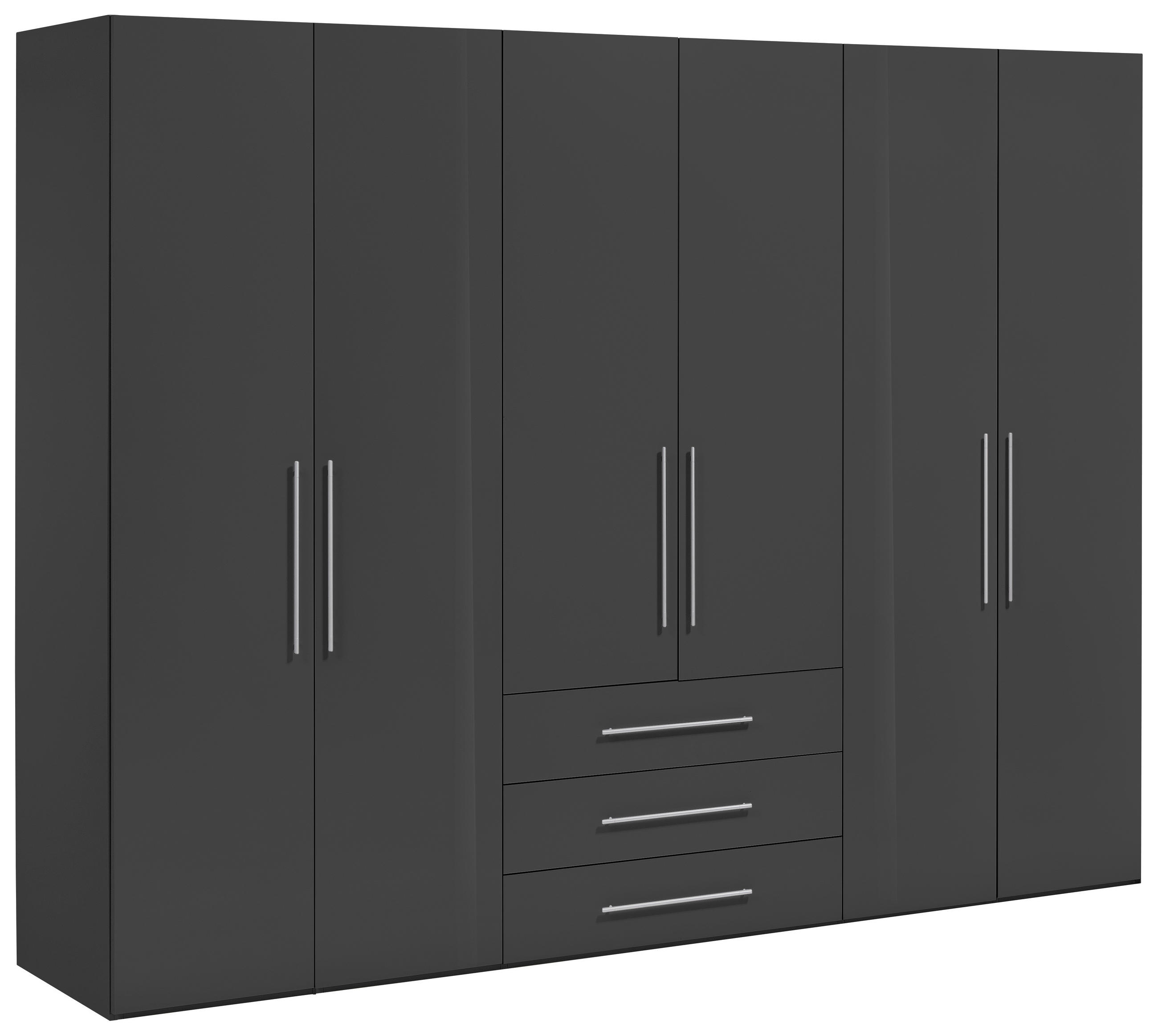 Dulap Cu Uși Rotative, 292,8/218,6/59,6 cm, antracit, antracit lucios intens - antracit/antracit lucios intens, Konventionell, metal/material pe bază de lemn (292,8/218,6/59,6cm) - Xora