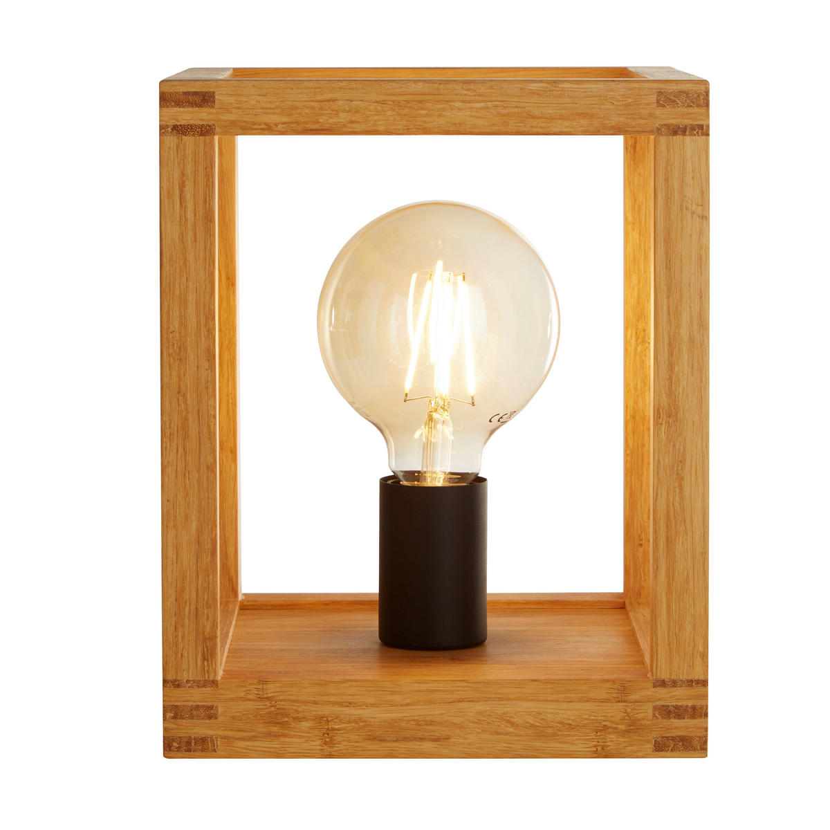 BORDSLAMPA Square 20/25/20 cm   - svart/naturfärgad, Lifestyle, trä/plast (20/25/20cm)