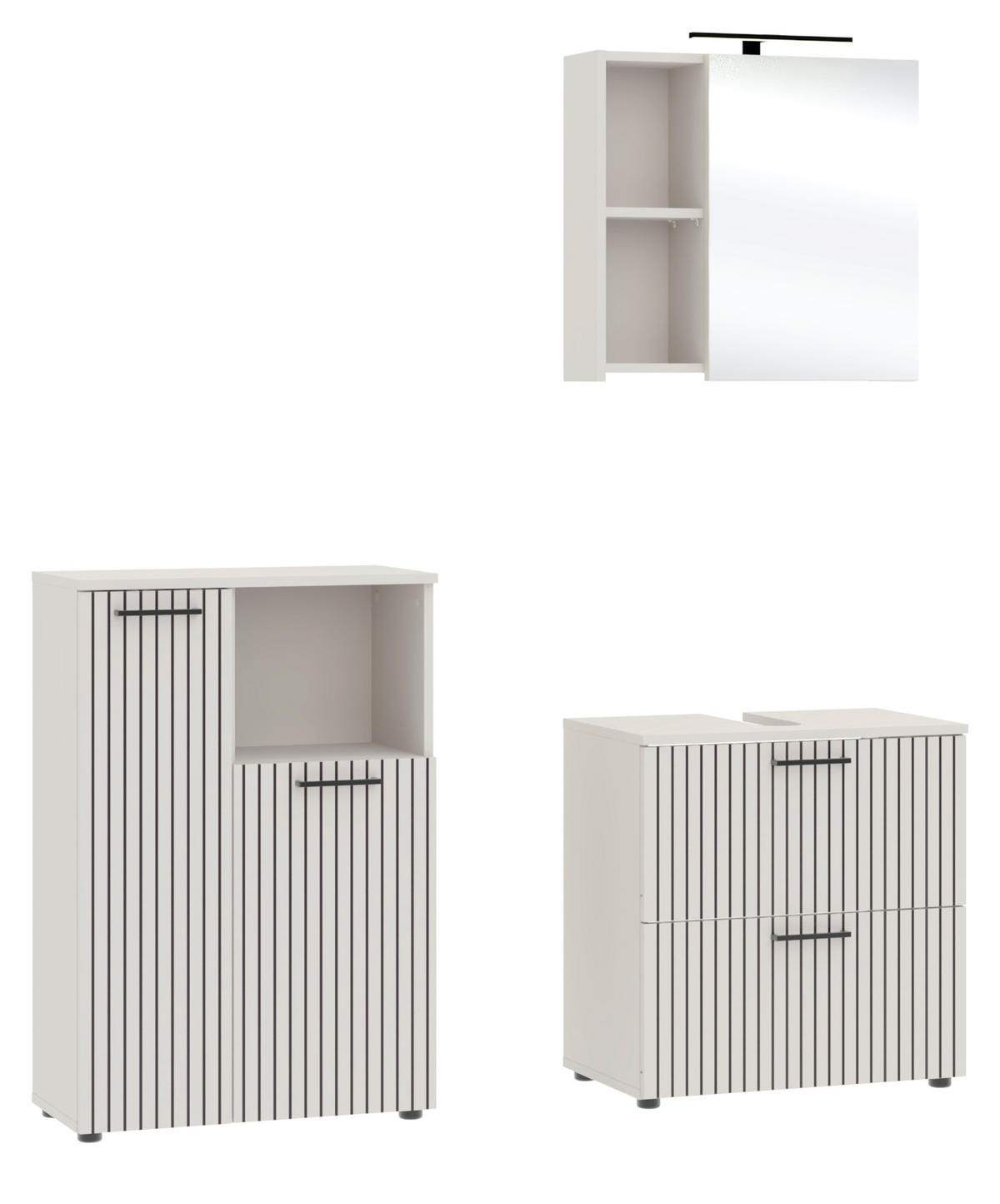 Baie 3 piese, 135 cm - cașmir/negru, Trend, sticlă/metal (135cm) - Respekta