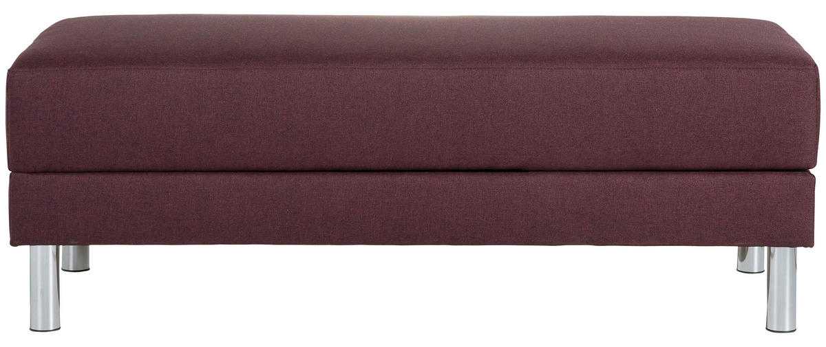 ECKSCHLAFSOFA inkl. Hocker in Dunkelrot Textil   - Chromfarben/Dunkelrot, Konventionell, Textil/Metall (152/230cm) - Max Winzer