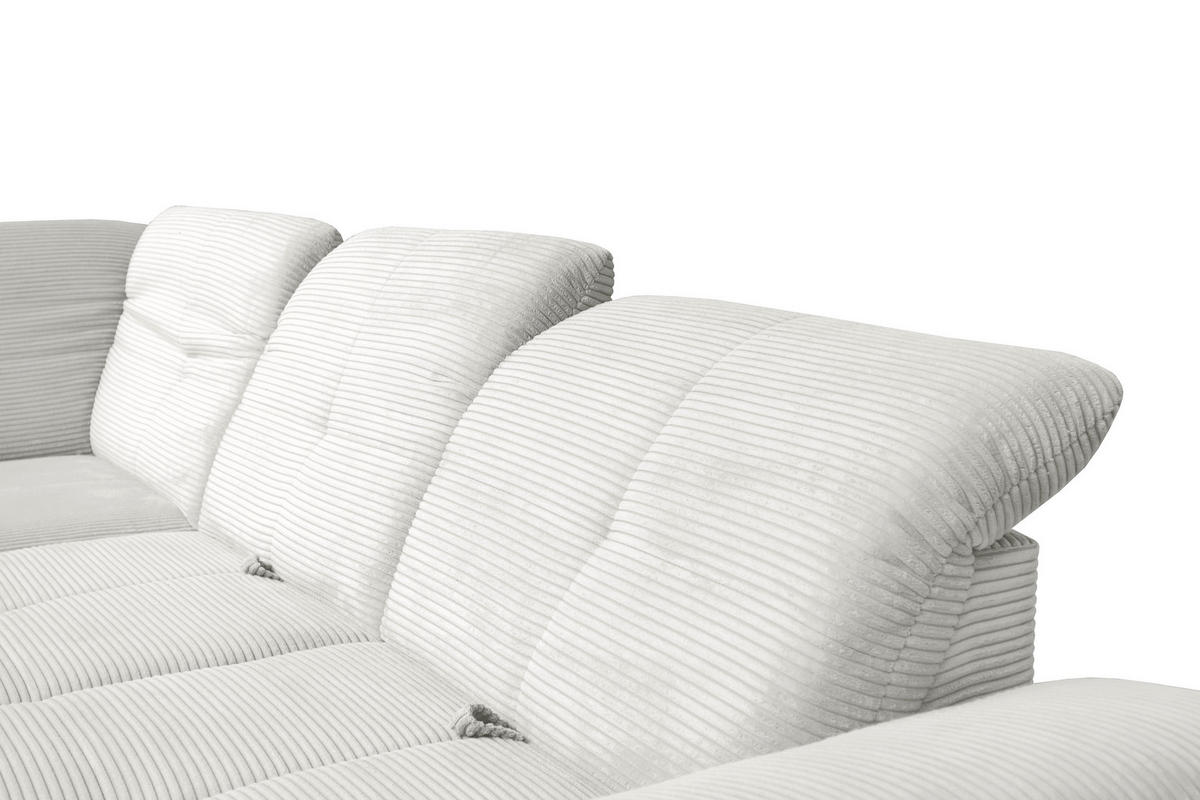 ECKSOFA in Cord Ecru  242/313 cm  - Ecru/Schwarz, Design, Textil/Metall (242/313cm) - Xora