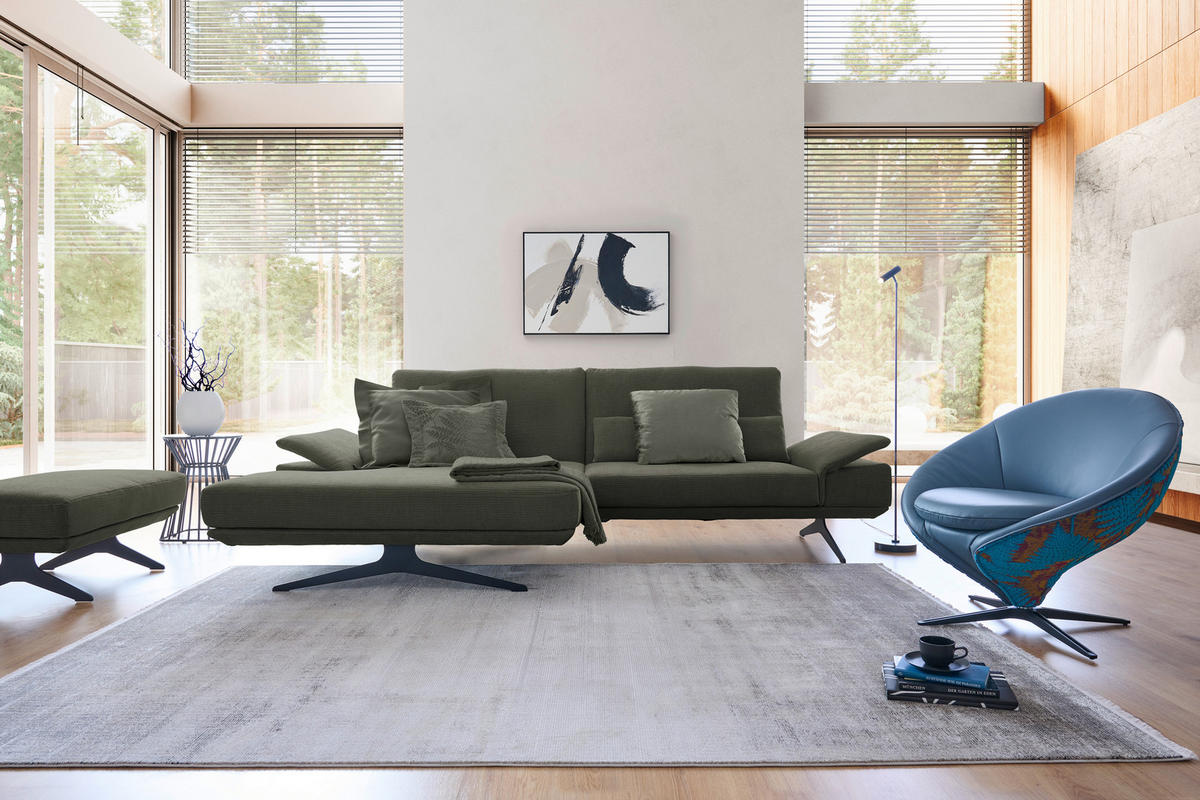 ECKSOFA Flachgewebe Grün  - Schwarz/Grün, Design, Textil/Metall (155/284cm) - Koinor