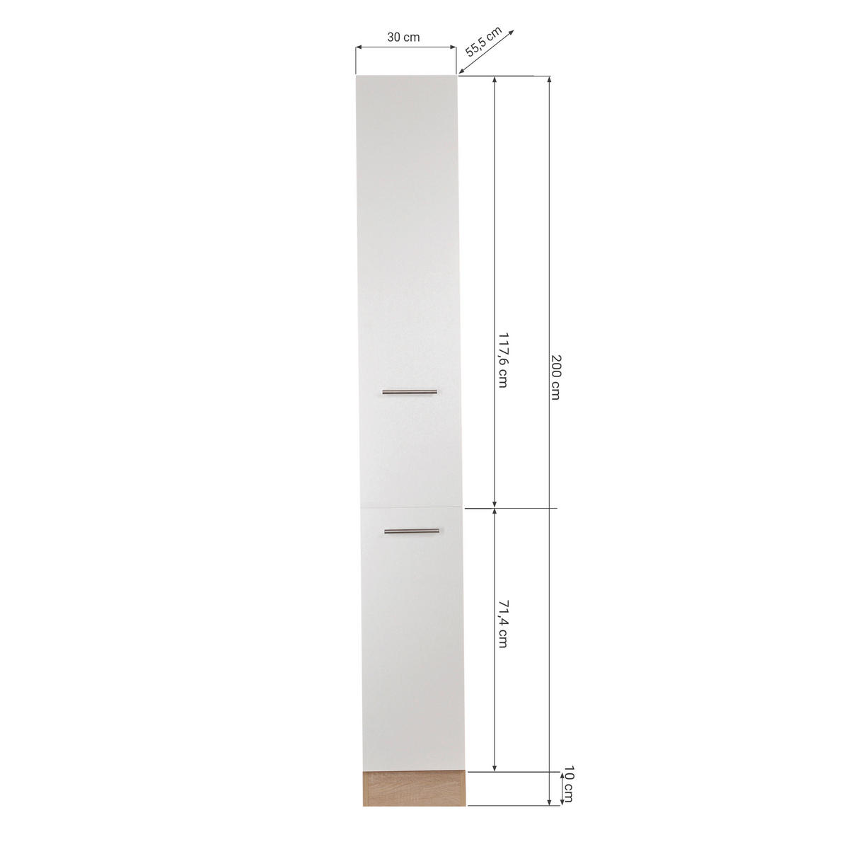 APOTHEKERSCHRANK 30/200/60 cm  in Grau, Eichefarben  - Eichefarben/Silberfarben, Basics, Holzwerkstoff/Metall (30/200/60cm) - Respekta