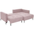 ECKSOFA in Velours Rosa  - Schwarz/Rosa, KONVENTIONELL, Textil/Metall (226/155cm) - Carryhome