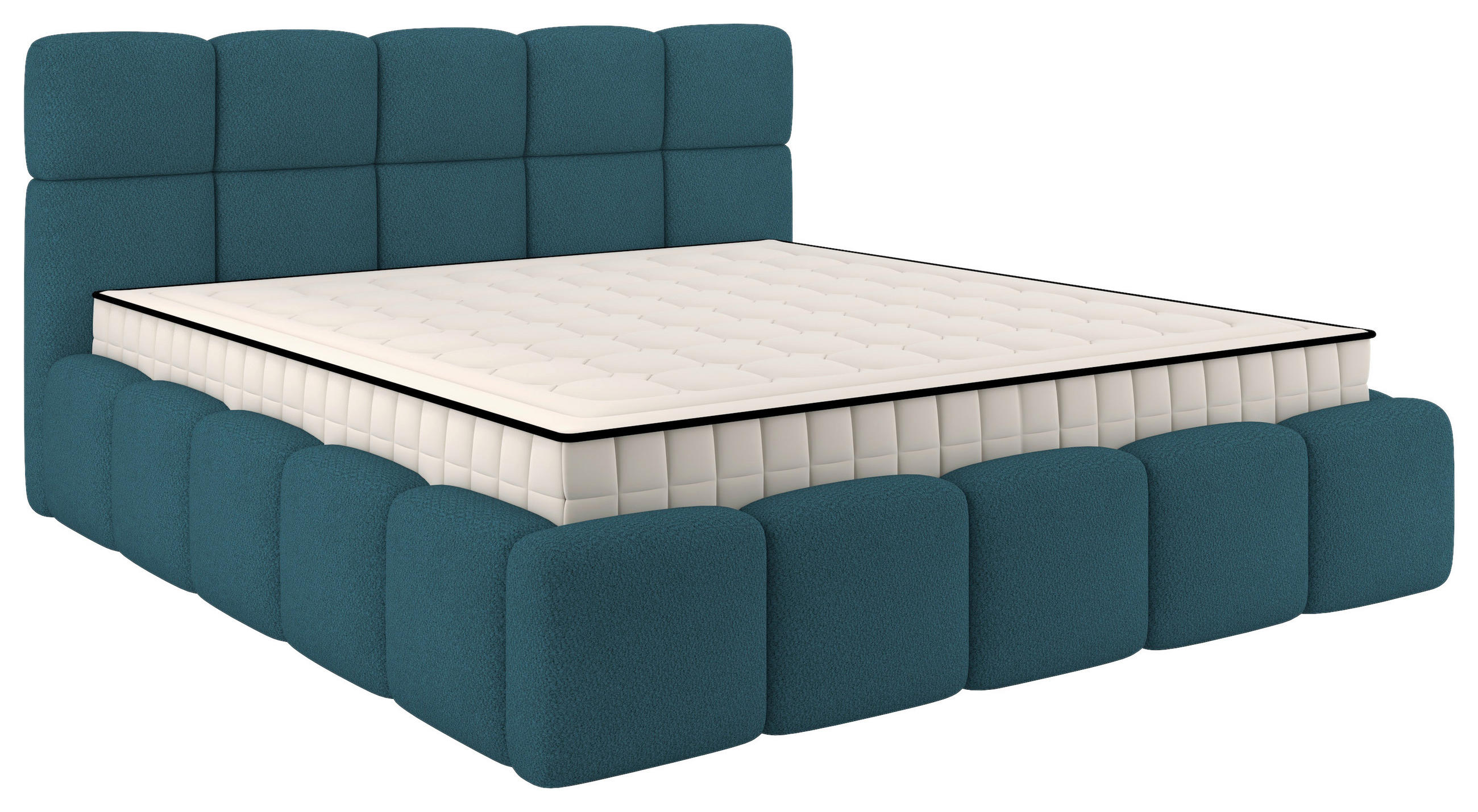 Polsterbett Cloudy Mit Matratze Türkis, Lf: 180x200 Cm