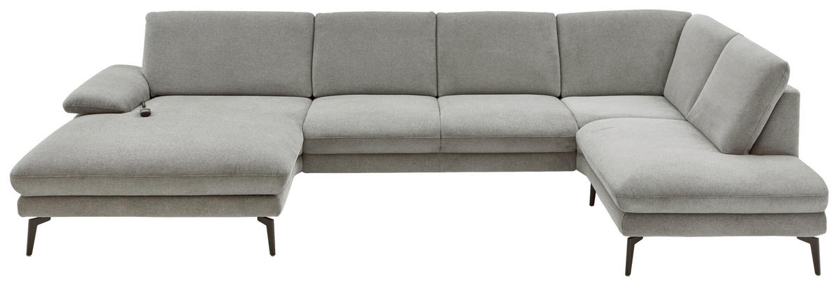 WOHNLANDSCHAFT in Webstoff Grau  - Schwarz/Grau, Design, Textil/Metall (180/344/208cm) - Dieter Knoll