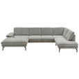 WOHNLANDSCHAFT Grau Webstoff  - Schwarz/Grau, Design, Textil/Metall (180/344/208cm) - Dieter Knoll