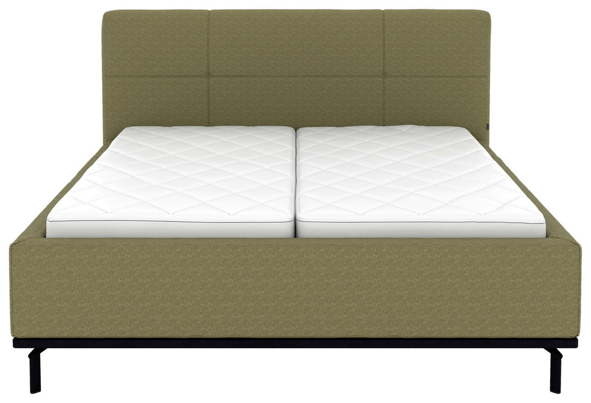 POLSTERBETT Matratze, Lattenrost, Bettkasten 180/200 cm  in Olivgrün  - Graphitfarben/Weiß, Design, Holz/Textil (180/200cm) - Musterring