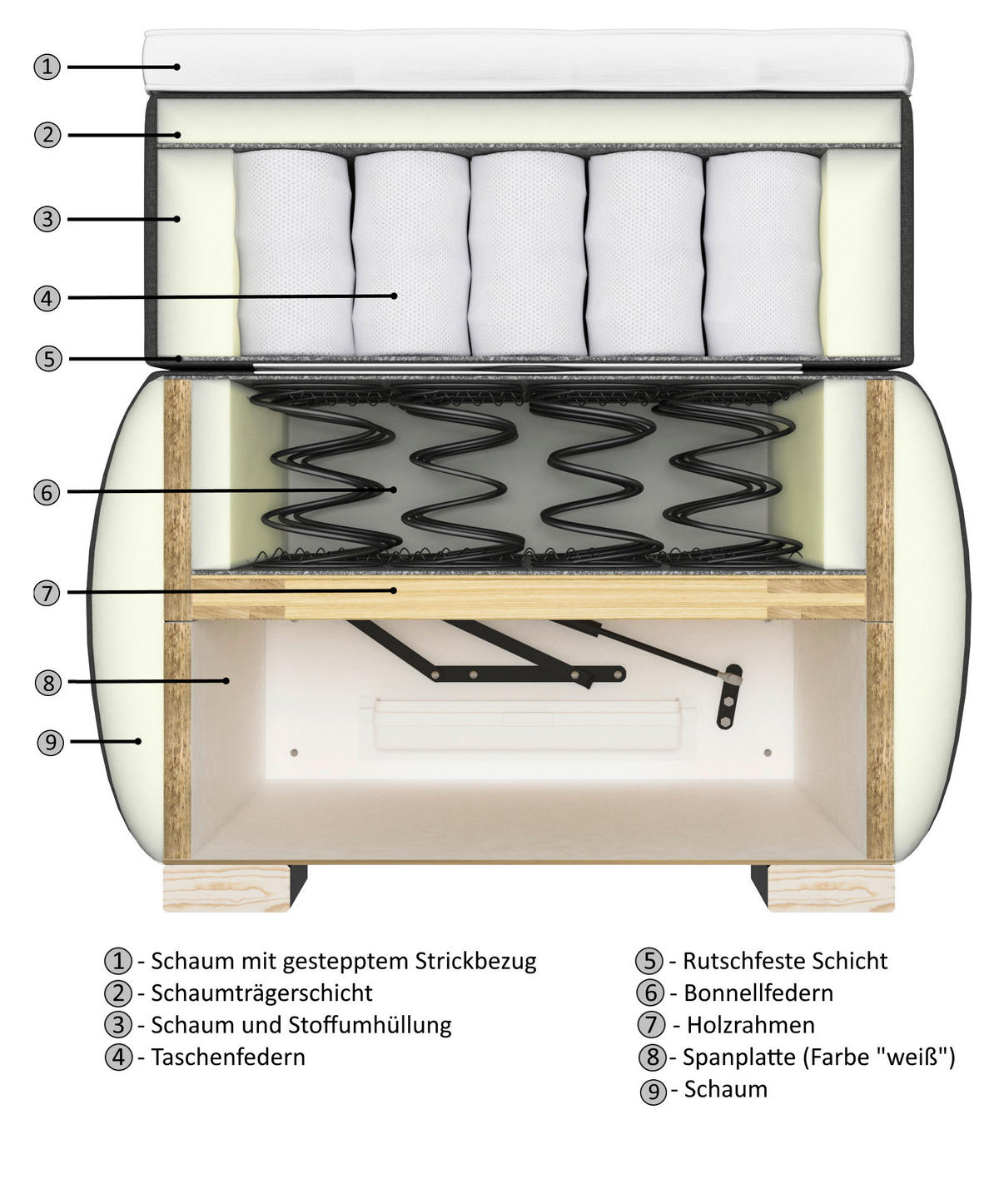 BOXSPRINGBETT 120/200 cm  in Anthrazit  - Wengefarben/Anthrazit, Konventionell, Holz/Textil (120/200cm) - Xora