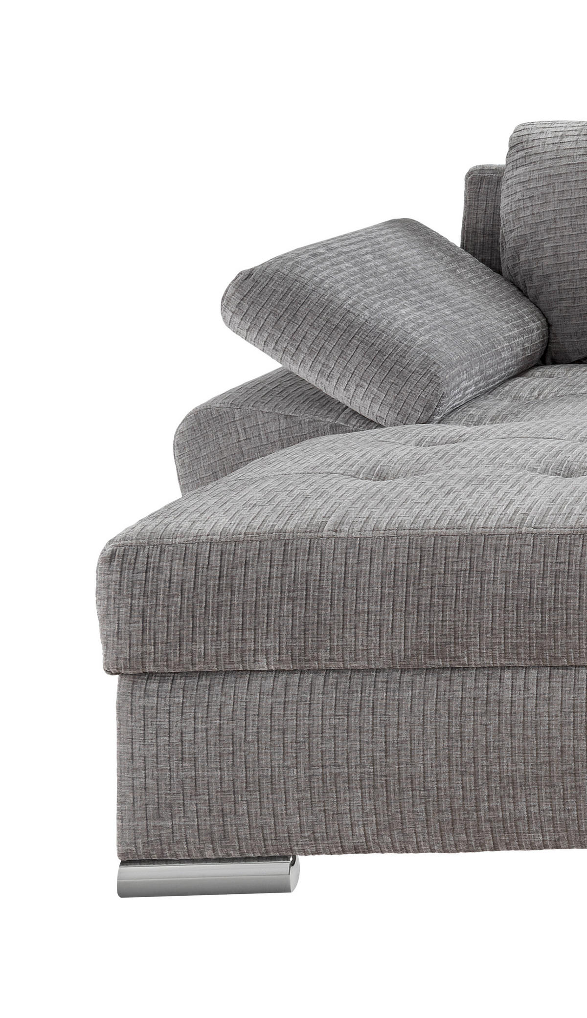 WOHNLANDSCHAFT in Mikrofaser Grau  - Chromfarben/Grau, KONVENTIONELL, Textil/Metall (157/305/219cm) - Livetastic