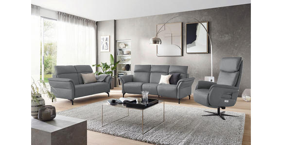 TRAPEZSOFA in Mikrofaser Grau  - Schwarz/Grau, KONVENTIONELL, Textil/Metall (221/103/95cm) - Dieter Knoll