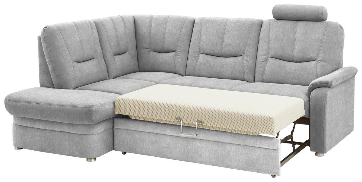 ECKSOFA Chenille Silberfarben  - Silberfarben/Schwarz, Konventionell, Kunststoff/Textil (185/235cm) - Beldomo Comfort