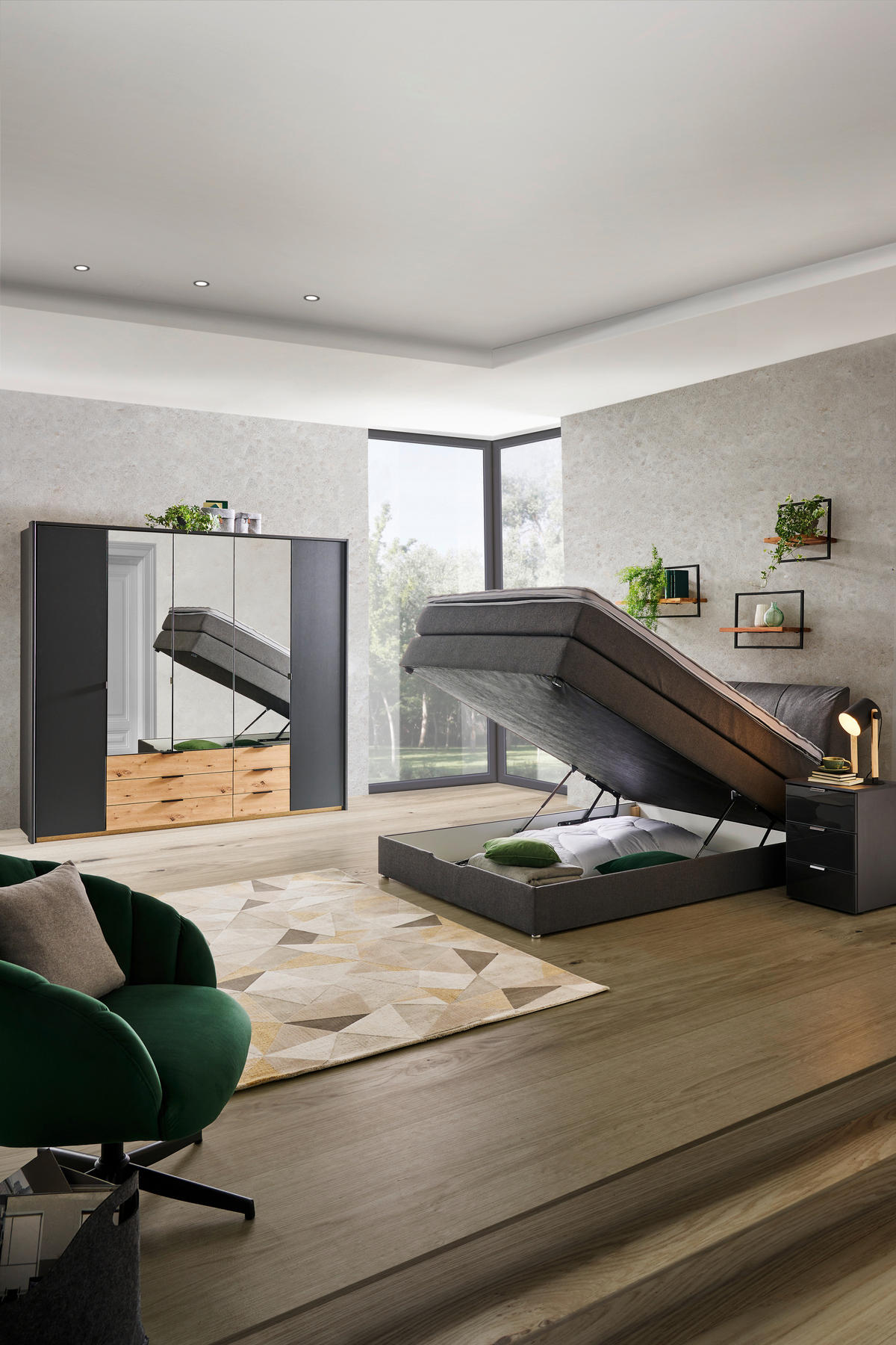 BOXSPRINGBETT 140/200 cm  in Anthrazit  - Anthrazit, KONVENTIONELL, Textil (140/200cm) - Carryhome