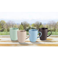 SET SKODELIC ZA KAVO      4-delni 390 ml  - pastelno modra/bež, Trend, keramika (390ml) - Landscape