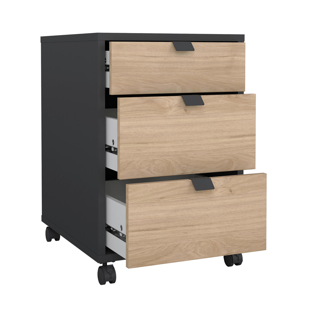 ROLLCONTAINER 40,8/60,8/48,2 cm  - Eichefarben/Schwarz, Modern, Holzwerkstoff/Kunststoff (40,8/60,8/48,2cm) - MID.YOU