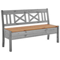 SITZBANK 148/93/58 cm Grau, Laugenfarbig Kiefer massiv  - Laugenfarbig/Grau, ROMANTIK / LANDHAUS, Holz (148/93/58cm) - Boxxx