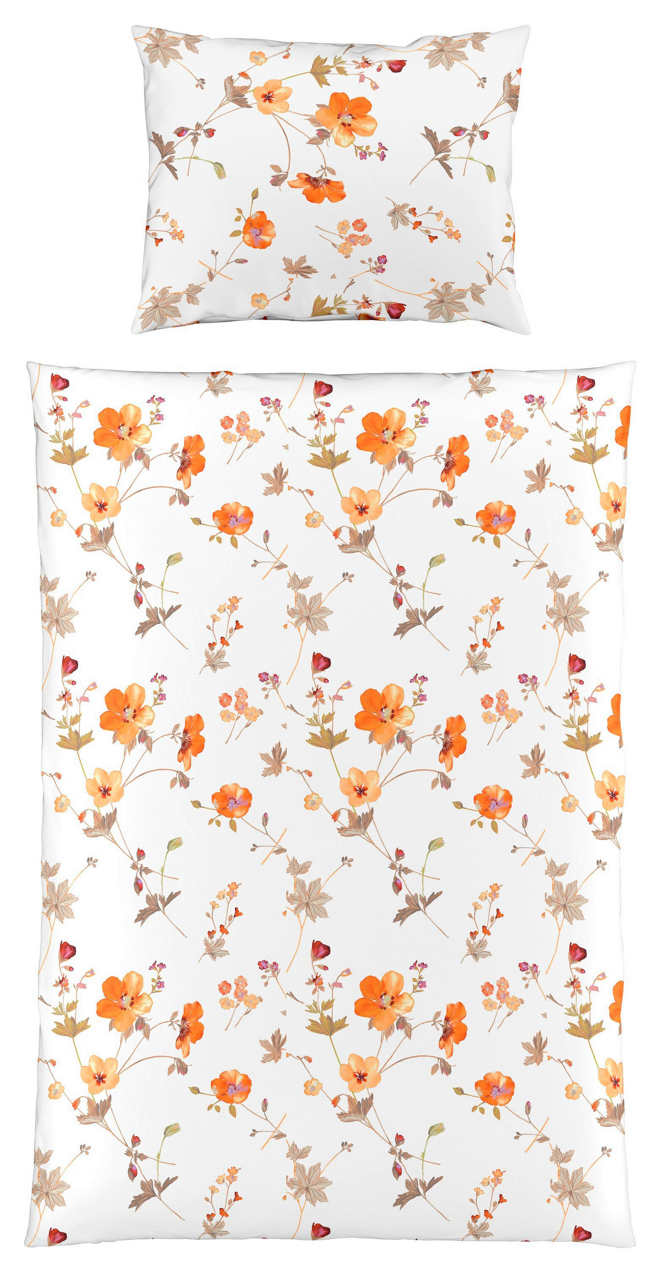 POVLEČENÍ, makosatén, oranžová, červená, bílá, béžová, tmavě oranžová, cappuccino, 140/200 cm  - oranžová/bílá, Basics, textil (140/200cm) - Fleuresse