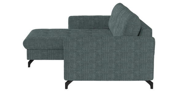 ECKSOFA in Flachgewebe, Leinenoptik Blau  - Blau/Schwarz, Design, Textil/Metall (170/242cm) - Xora