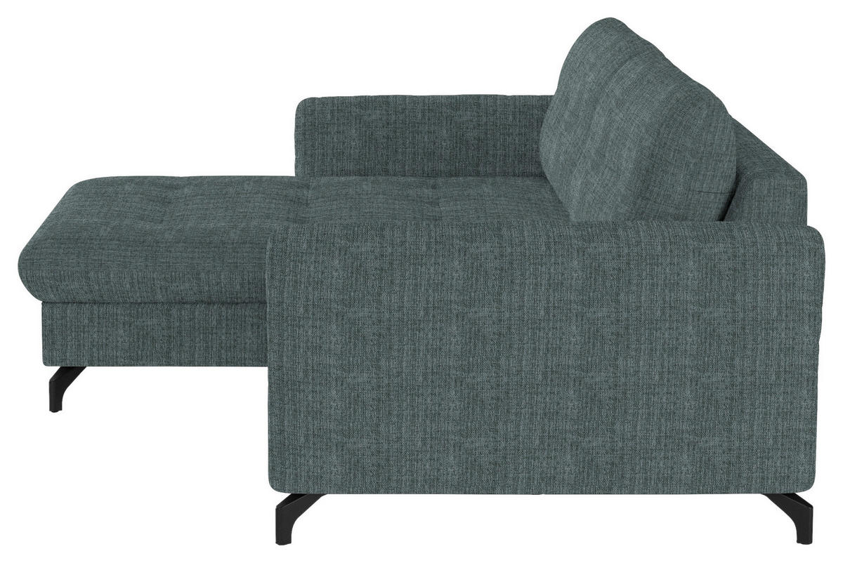 ECKSOFA in Flachgewebe, Leinenoptik Blau  - Blau/Schwarz, Design, Textil/Metall (170/242cm) - Xora