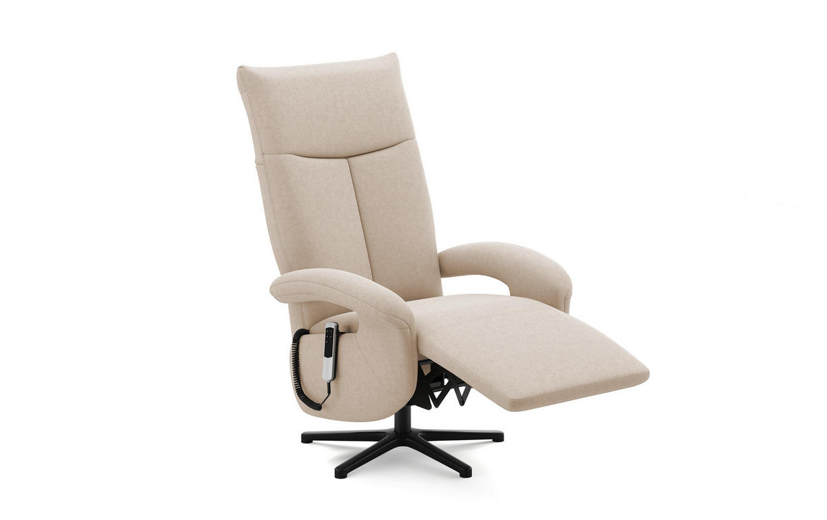 SESSEL in Flachgewebe Creme  - Creme/Schwarz, Konventionell, Textil/Metall (74/112/82cm) - Sit & More