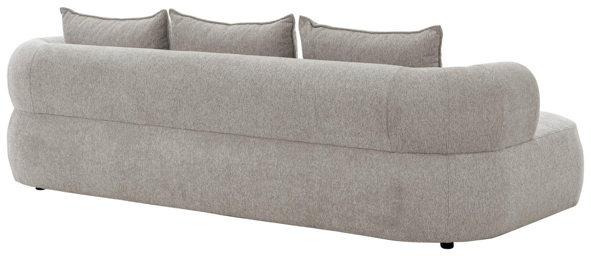 BIGSOFA in Chenille Hellgrau  - Hellgrau/Schwarz, Design, Kunststoff/Textil (240/76/122cm) - Livetastic