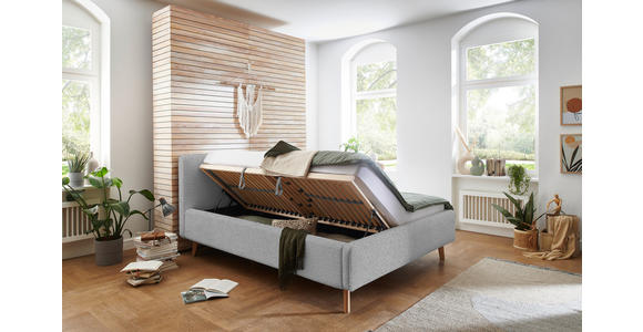 POLSTERBETT 160/200 cm  in Grau  - Eichefarben/Birkefarben, Design, Holz/Textil (160/200cm) - Xora