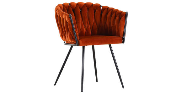 ARMLEHNSTUHL in Aluminium Velours - Schwarz/Orange, LIFESTYLE, Textil/Metall (60/78/55cm) - Landscape