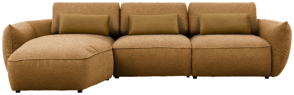 ECKSOFA  in Chenille Bronzefarben  190/340 cm  - Goldbraun/Schwarz, Design, Kunststoff/Textil (190/340cm) - Belluti