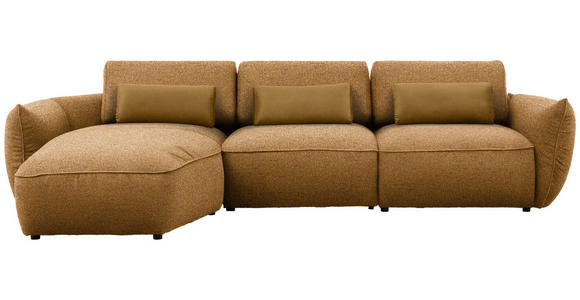 ECKSOFA  in Chenille Bronzefarben  190/340 cm  - Goldbraun/Schwarz, Design, Kunststoff/Textil (190/340cm) - Belluti