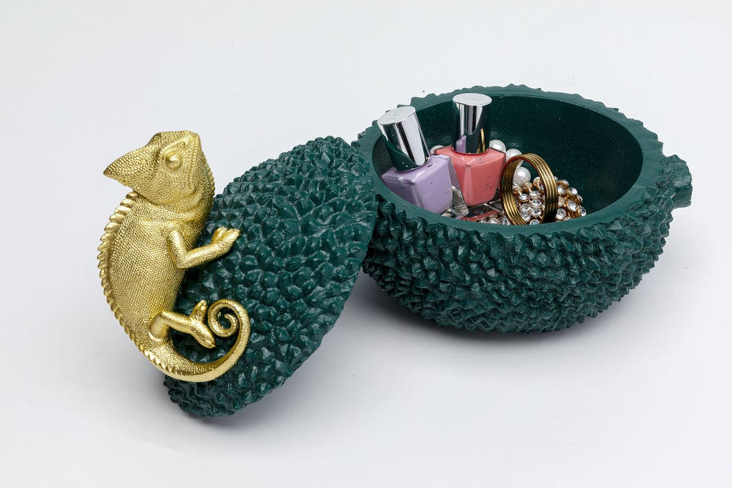 DOSE - Dunkelgrün/Goldfarben, Trend, Kunststoff (19,5/19,5/15,5cm) - Kare-Design