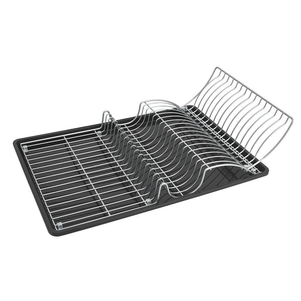 EDÉNYSZÁRÍTÓ KOSÁR - antracit/sötétszürke, Basics, műanyag/fém (50/11/31cm) - Metaltex