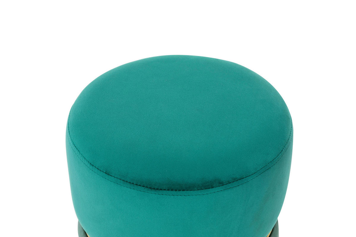 HOCKER Samt Grün, Goldfarben, Dunkelgrün  - Dunkelgrün/Goldfarben, Trend, Textil/Metall (34/42/34cm) - Xora