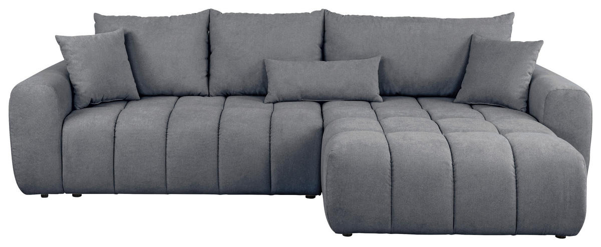 ECKSOFA in Velours Dunkelgrau  - Dunkelgrau/Schwarz, Konventionell, Kunststoff/Textil (298/168cm) - Carryhome