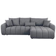 ECKSOFA Dunkelgrau Velours  - Dunkelgrau/Schwarz, KONVENTIONELL, Kunststoff/Textil (298/168cm) - Carryhome