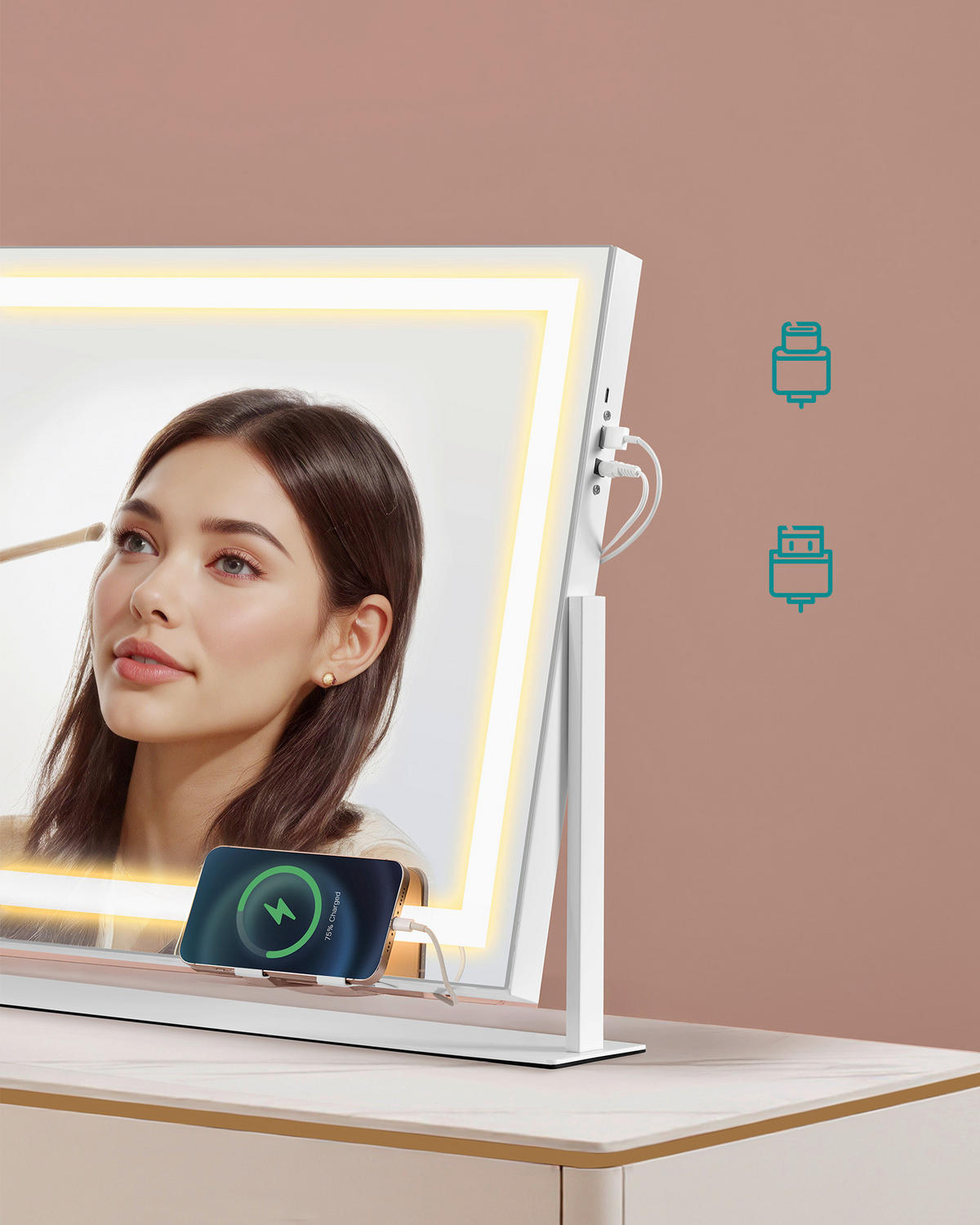 SCHMINKSPIEGEL Weiß  - Weiß, Trend, Glas/Holzwerkstoff (62,5/45,8/10cm) - Boxxx