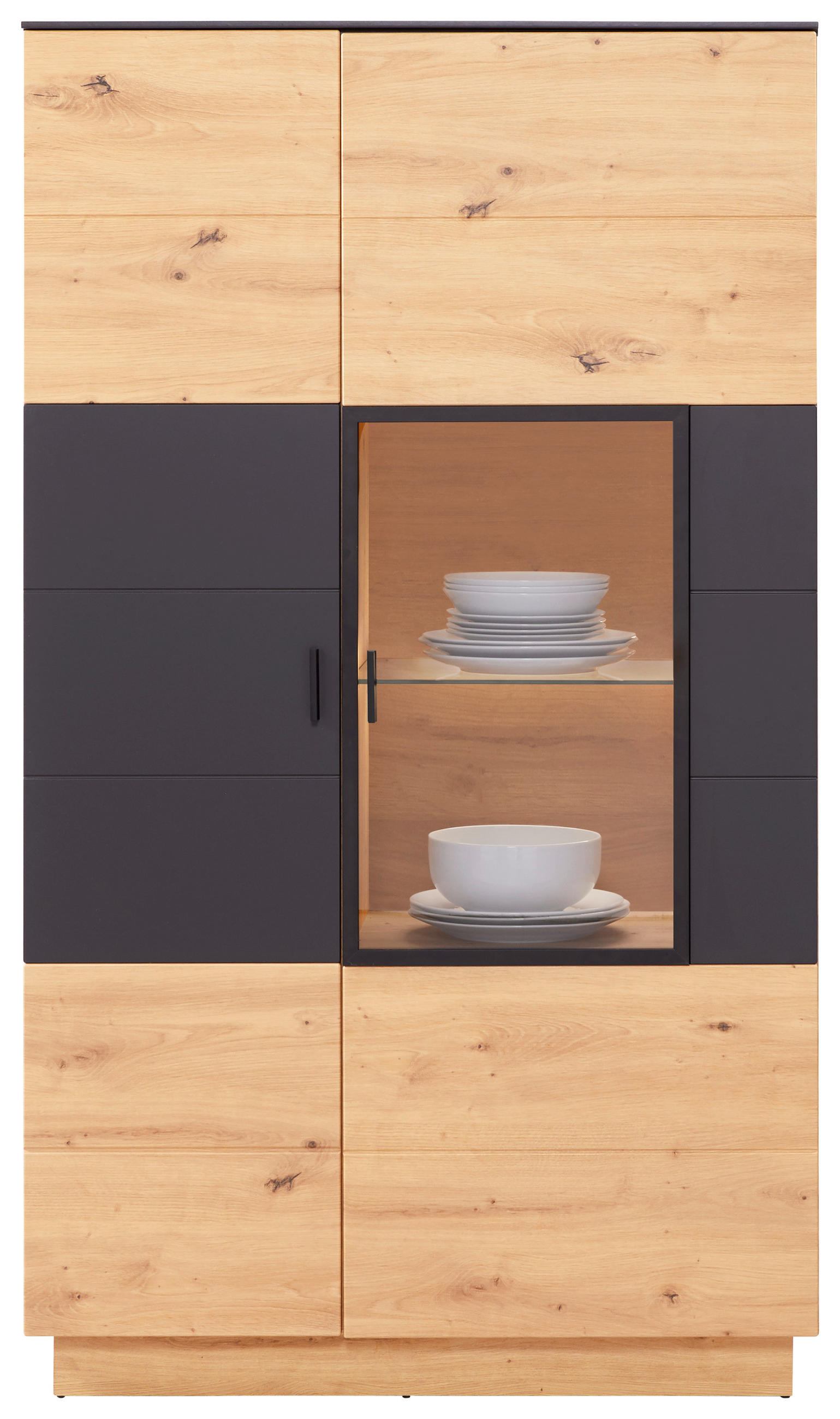 Vitrine Tonale B: 93,5 Cm, Eiche Dekor/grau