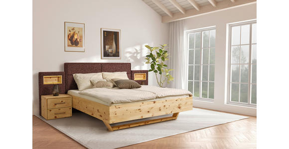 BETT 180/200 cm in Zirbelkieferfarben, Dunkelrot - Zirbelkieferfarben/Braun, Natur, Holz/Textil (180/200cm) - Valnatura