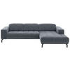 ECKSOFA in Velours Blaugrau  293/195 cm  - Blaugrau/Schwarz, Design, Textil/Metall (293/195cm) - Beldomo Style