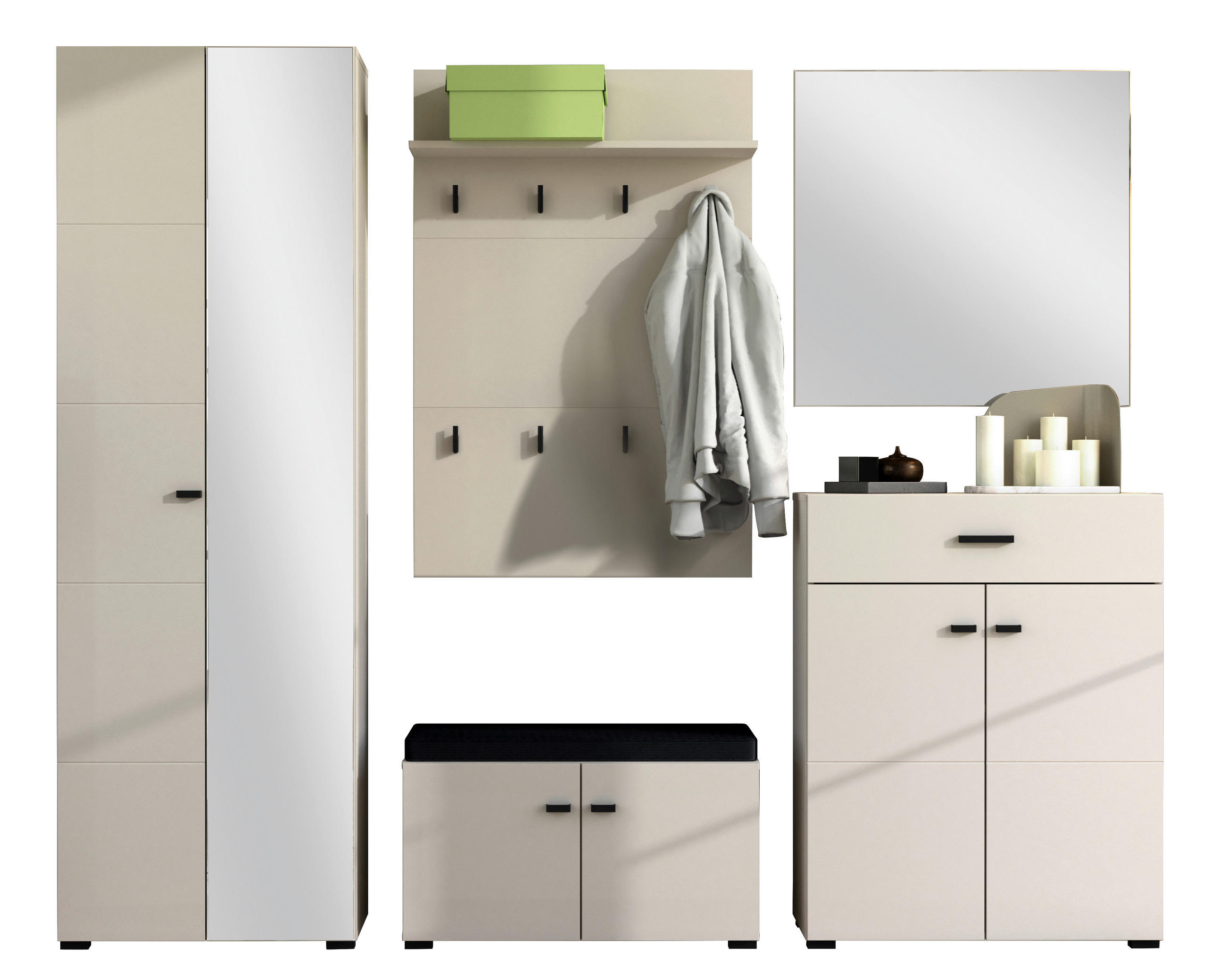 GARDEROBE 6-teilig  in 240/194/35 cm  - Kaschmir, Basics, Holzwerkstoff/Textil (240/194/35cm) - Carryhome