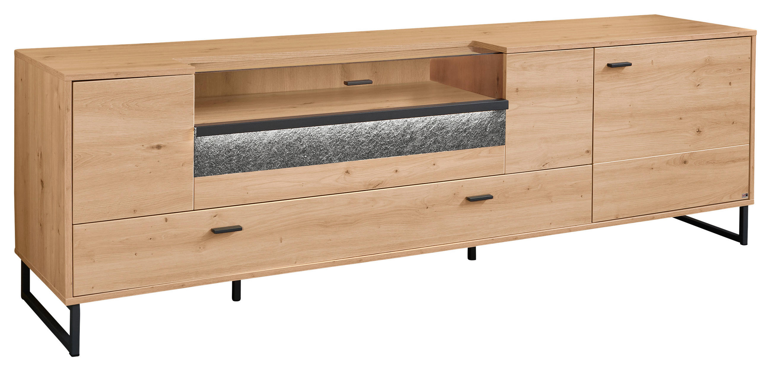 TV-ELEMENT - Dunkelgrau/Eiche Artisan, Design, Glas/Holzwerkstoff (213,7/66,5/50,2cm) - SetOne by Musterring