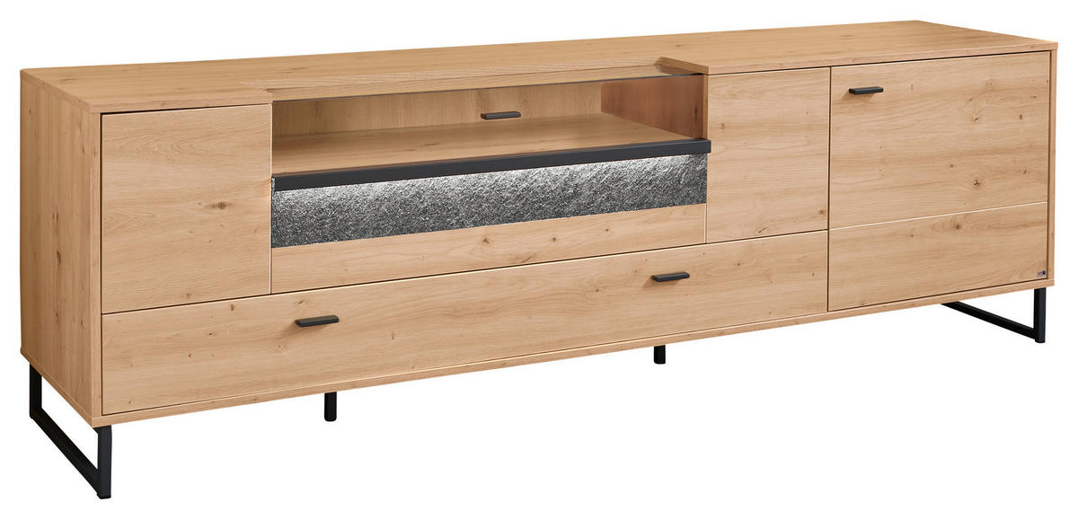 TV-ELEMENT - Dunkelgrau/Eiche Artisan, Design, Glas/Holzwerkstoff (213,7/66,5/50,2cm) - SetOne by Musterring