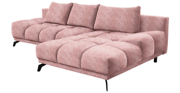 ECKSOFA in Chenille Altrosa  - Schwarz/Altrosa, MODERN, Textil/Metall (290/182cm) - Hom`in