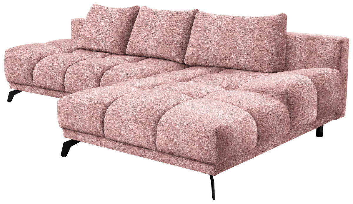 ECKSOFA in Chenille Altrosa  - Schwarz/Altrosa, Modern, Textil/Metall (290/182cm) - Hom`in