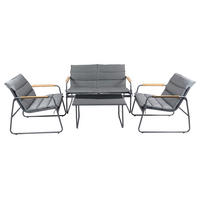 LOUNGEGARNITUR 4-teilig    - Anthrazit/Schwarz, Modern, Glas/Kunststoff - MID.YOU